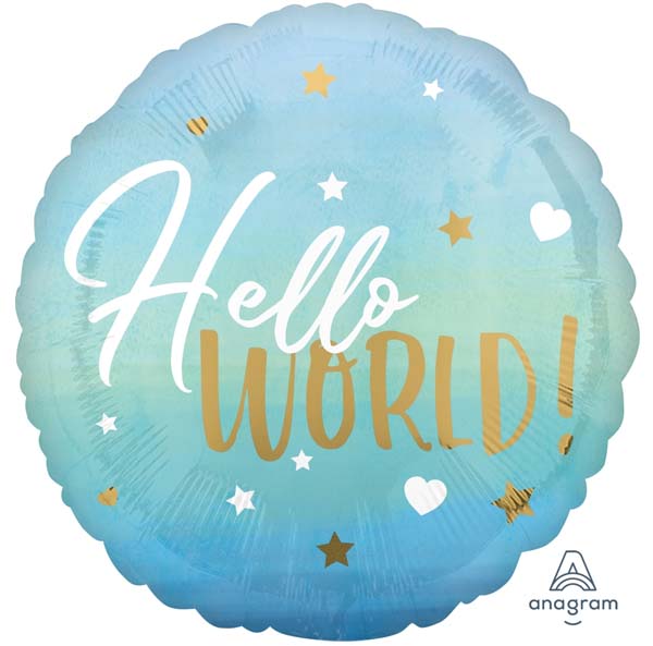 Hello World (Baby Boy) Foil Mylar Balloon